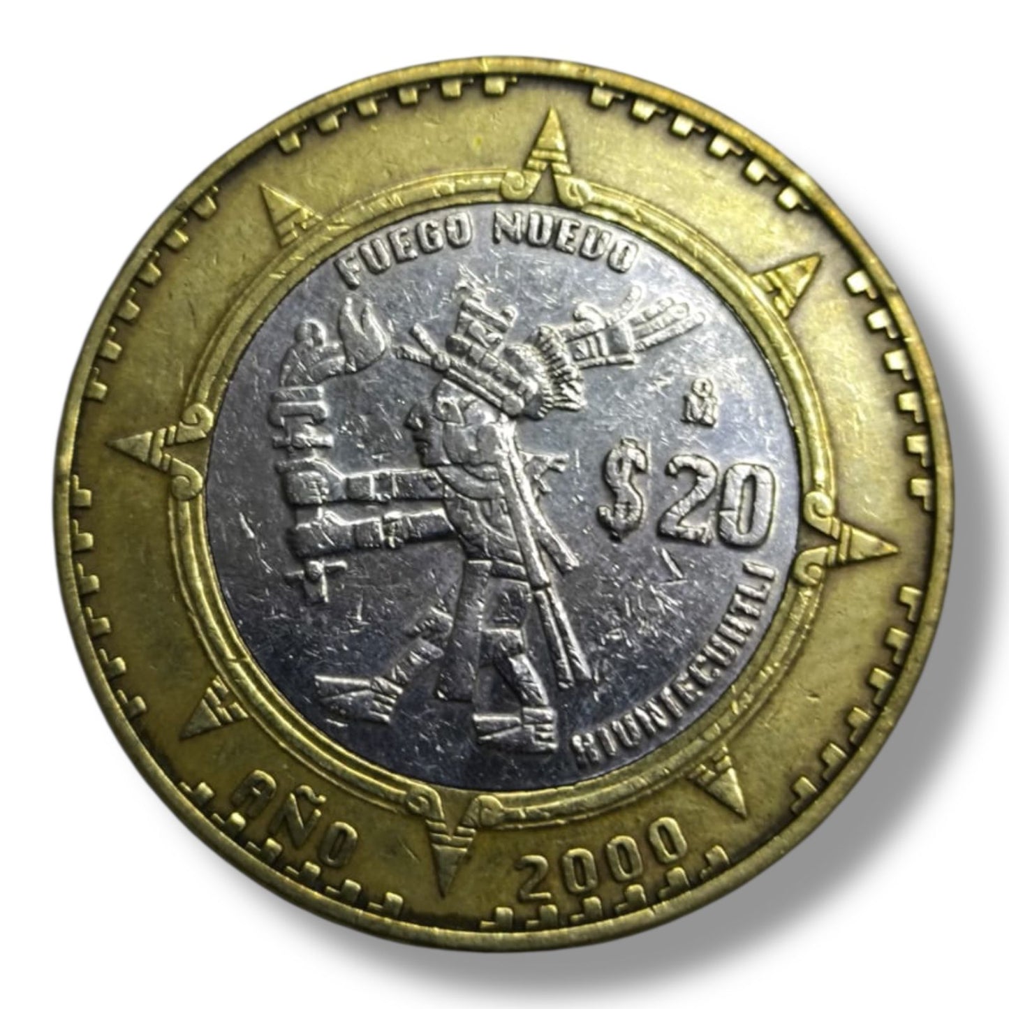 Moneda de 20 pesos Fuego nuevo año 2000
