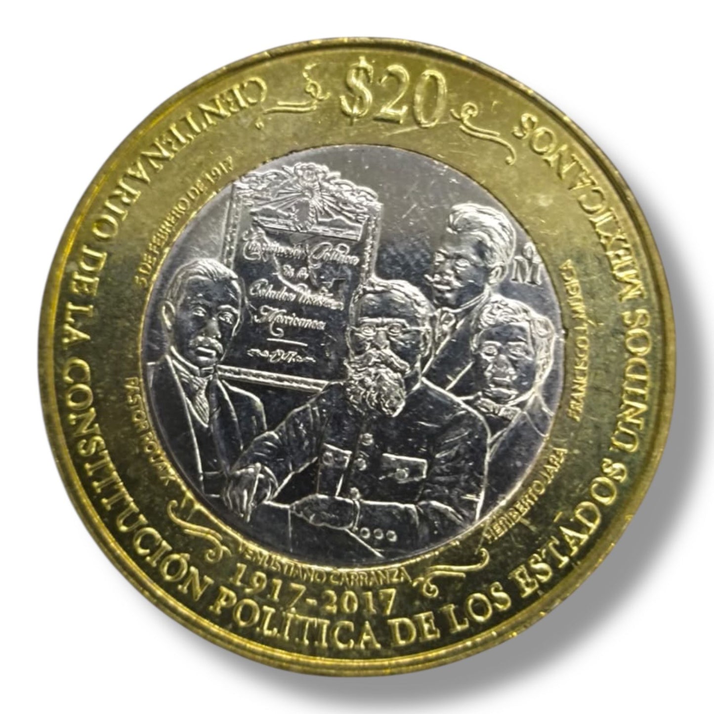 Moneda 20 pesos centenario de la constitución mexicana
