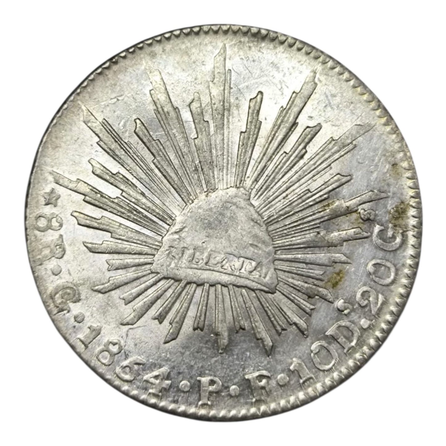 8 Reales cerca Guanajuato de plata año 1854