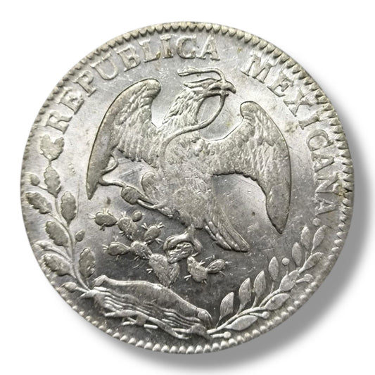 8 Reales cerca Guanajuato de plata año 1854