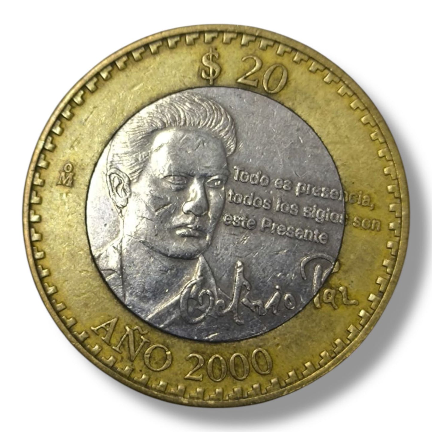 Moneda de 20 pesos Octavio Paz año 2000