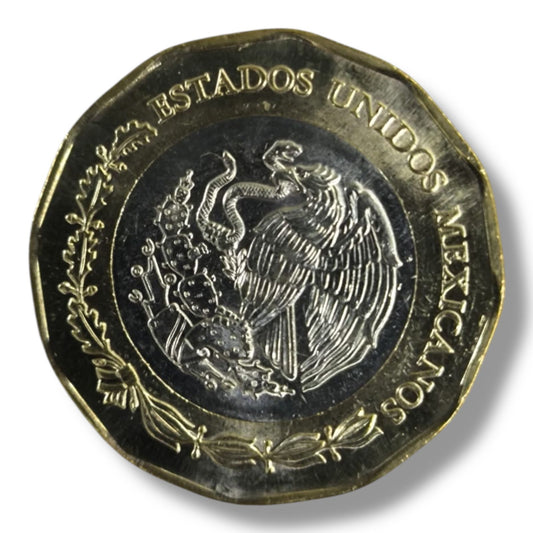 Moneda 20 pesos llegada de los menonitas