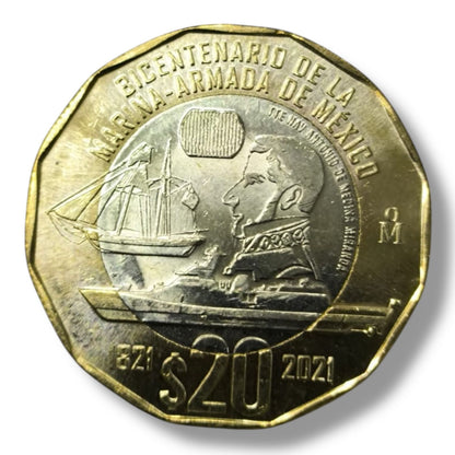 Moneda de 20 pesos Marina Armada de Mexico