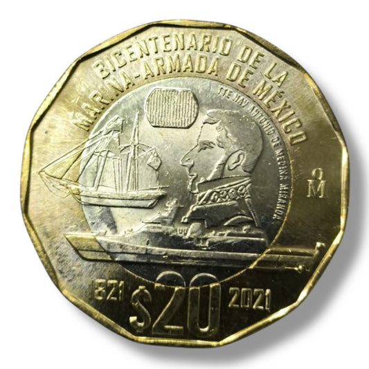 Moneda de 20 pesos Marina Armada de Mexico
