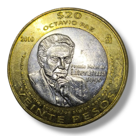 Moneda de 20 pesos Octavio Paz 2010