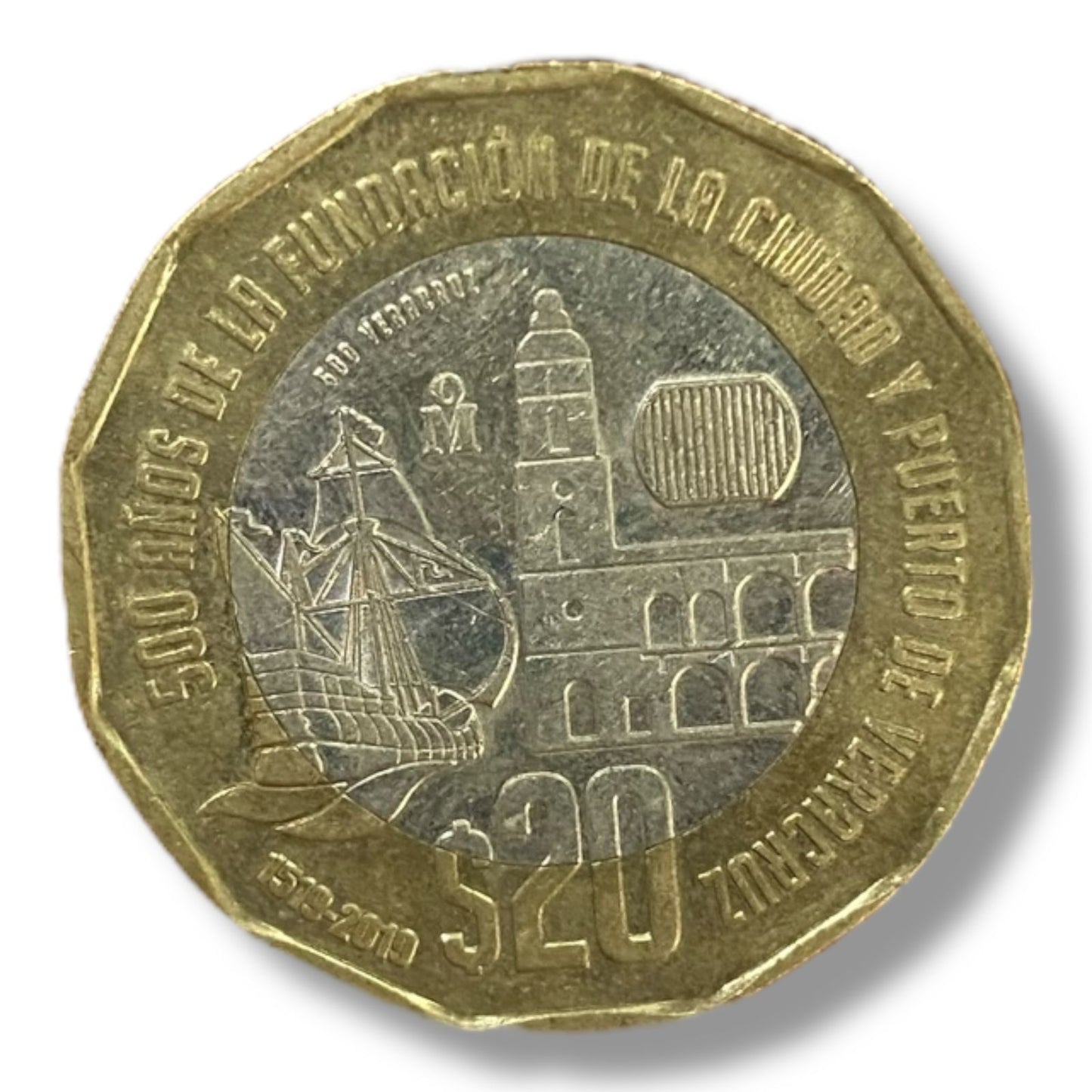 Moneda de 20 pesos puerto de Veracruz