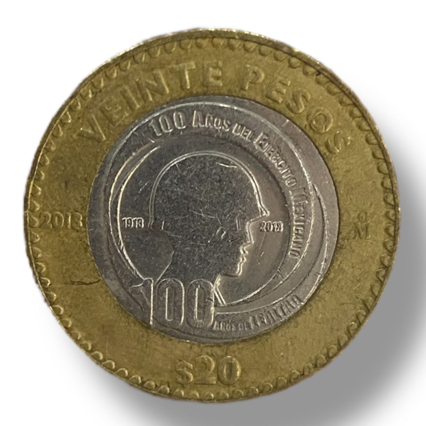 Moneda de 20 pesos 100 años del ejercito Mexicano