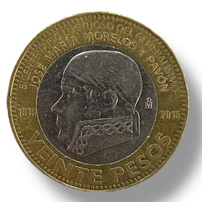 Moneda de 20 pesos Morelos y Pavón