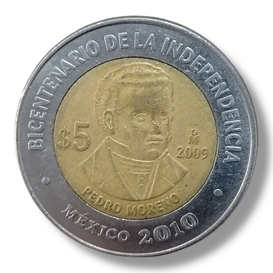 Moneda de 5 pesos Pedro Moreno