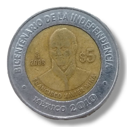 Moneda de 5 pesos Francisco Xavier Mina