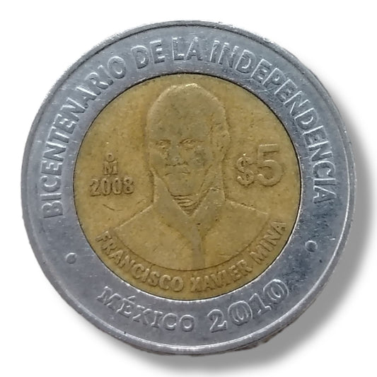 Moneda de 5 pesos Francisco Xavier Mina