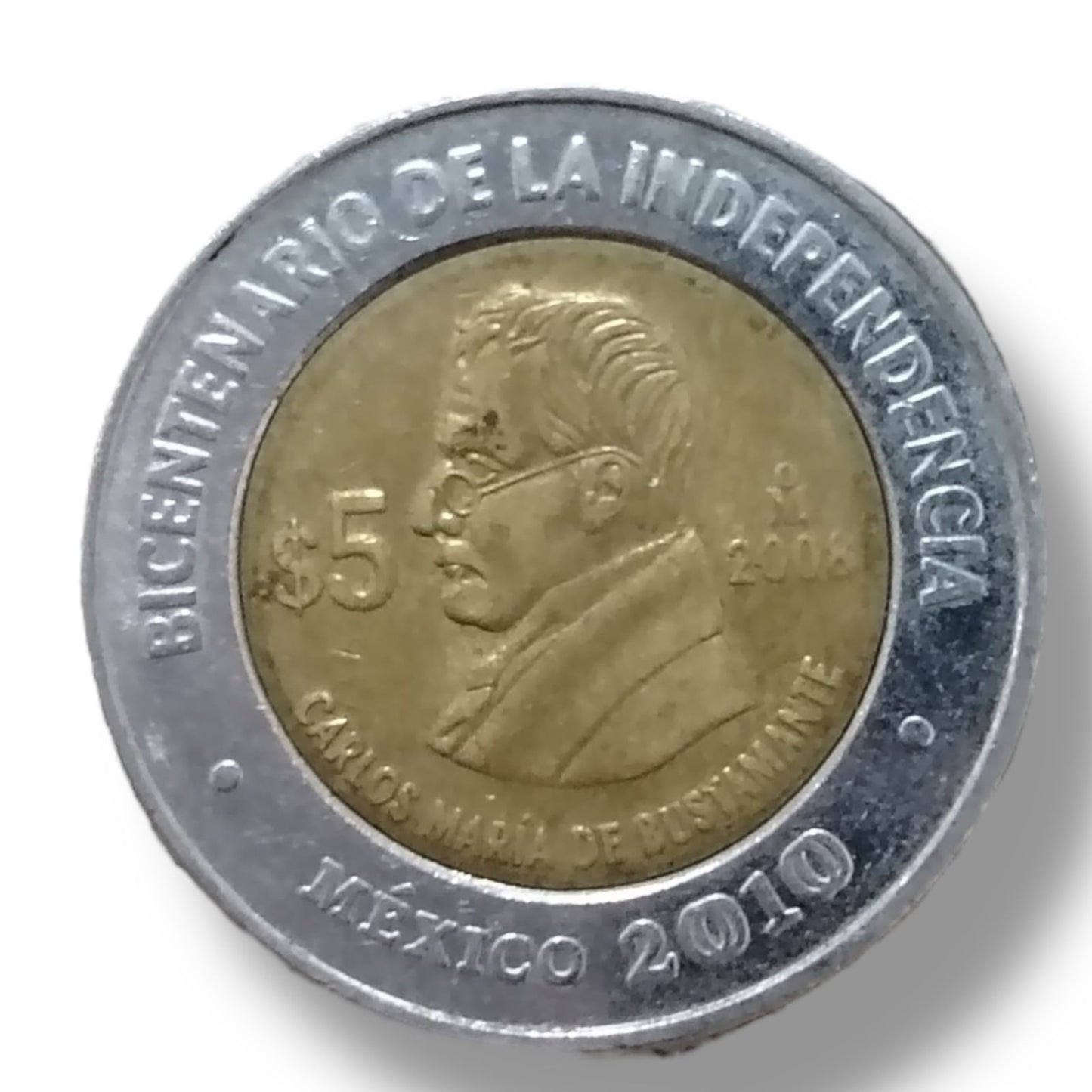 Moneda de 5 pesos Carlos Maria de Bustamante