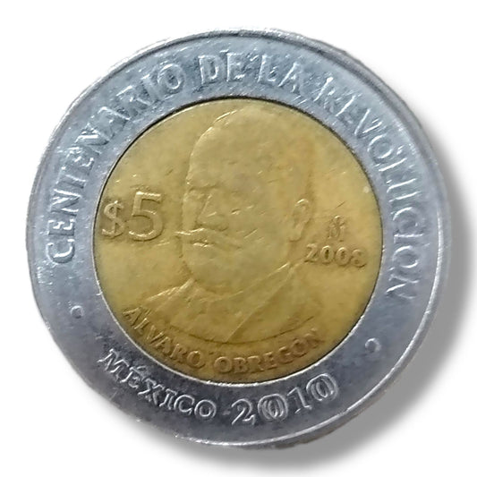 Moneda de 5 pesos Álvaro Obregon