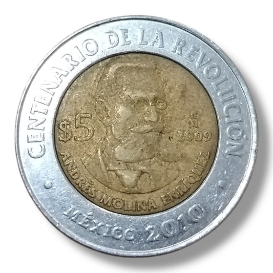 Moneda de 5 pesos Andres Molina Enriquez