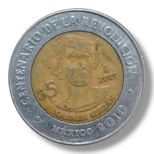 Moneda de 5 pesos Carmen Serdan