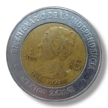 Moneda de 5 pesos Leona Vicario