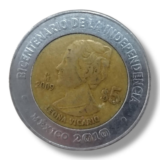 Moneda de 5 pesos Leona Vicario